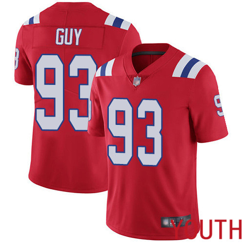 New England Patriots Football 93 Vapor Limited Red Youth Lawrence Guy Alternate NFL Jersey